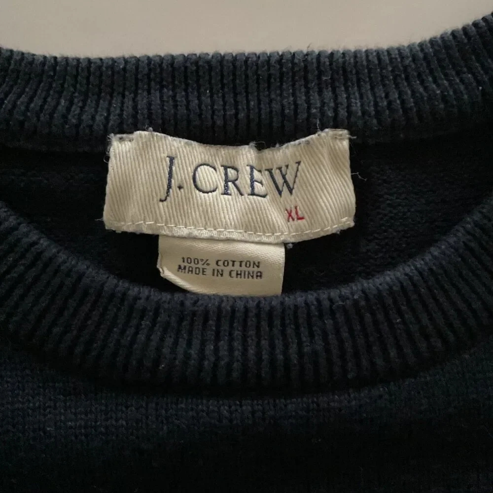 J.Crew Y2K Sweater Mens XL Black Striped Crewneck Cotton Nautical Preppy